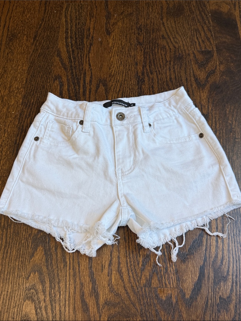White Denim Frayed Hem girls size 12 shorts